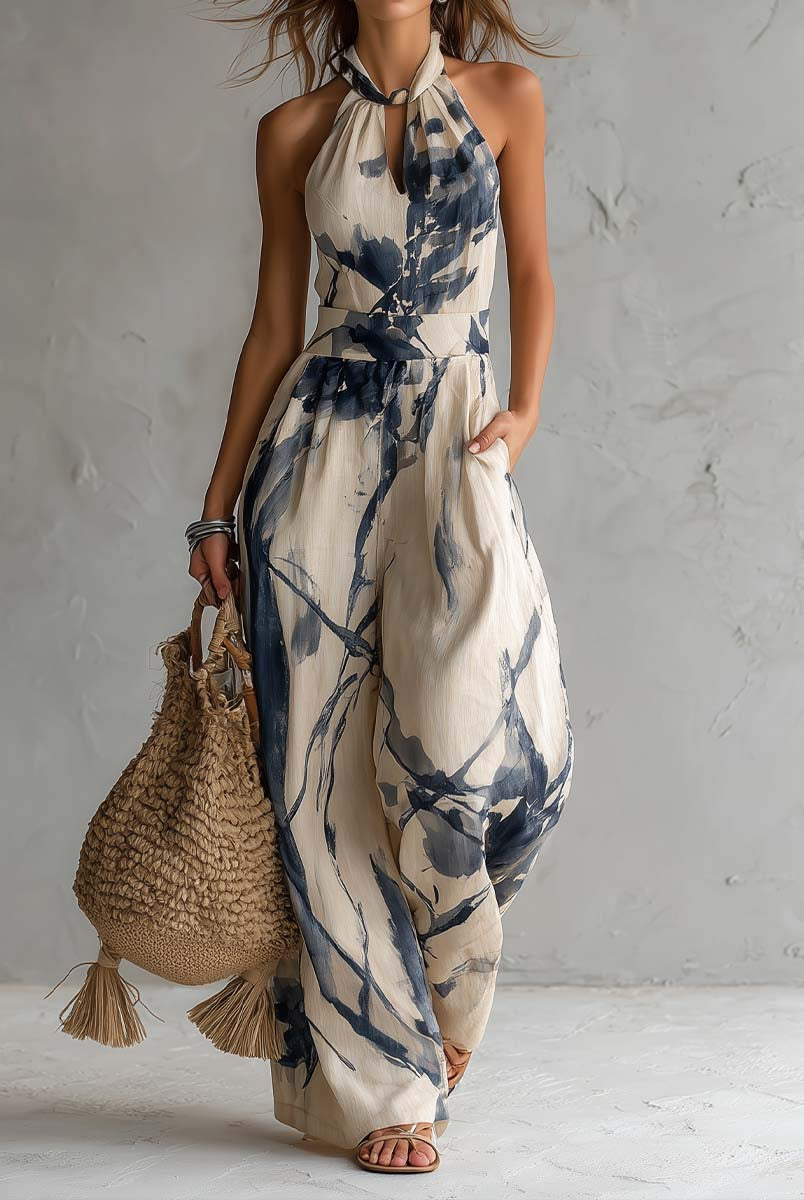 Julieta | Printed Halter Wide-Leg Set