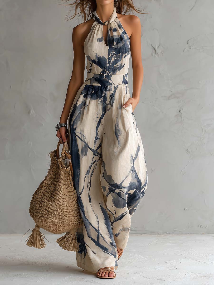 Julieta | Printed Halter Wide-Leg Set