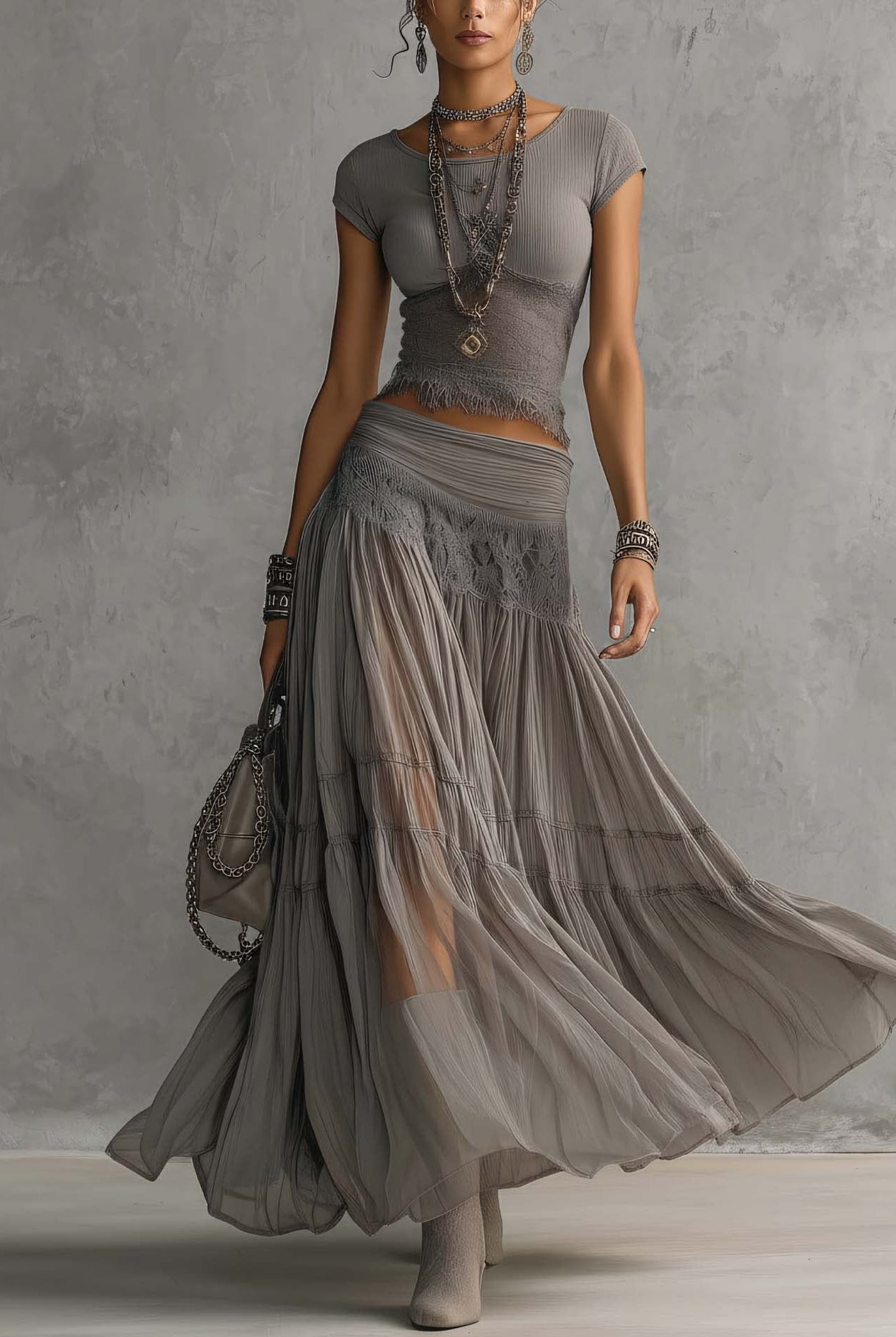Lena | Sheer Layered Maxi Set