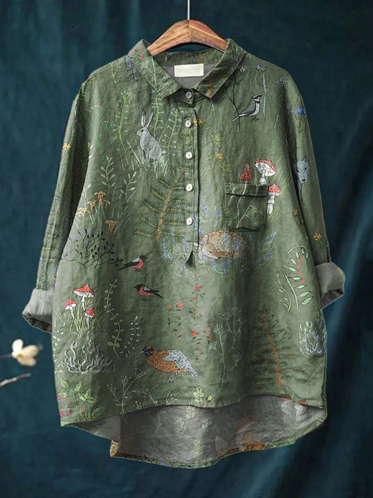 Priyanka | Woodland and Animals Repeat Pattern Printed Women's Casual Shirt