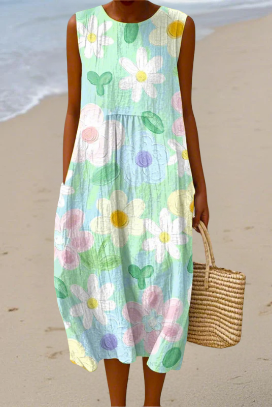 Madeline | Pastel Blossom Midi Dress