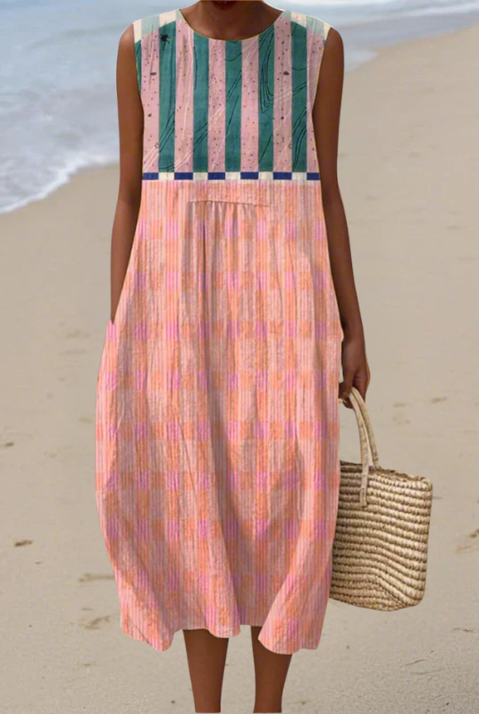 Anabel | Striped Pastel Midi Dress