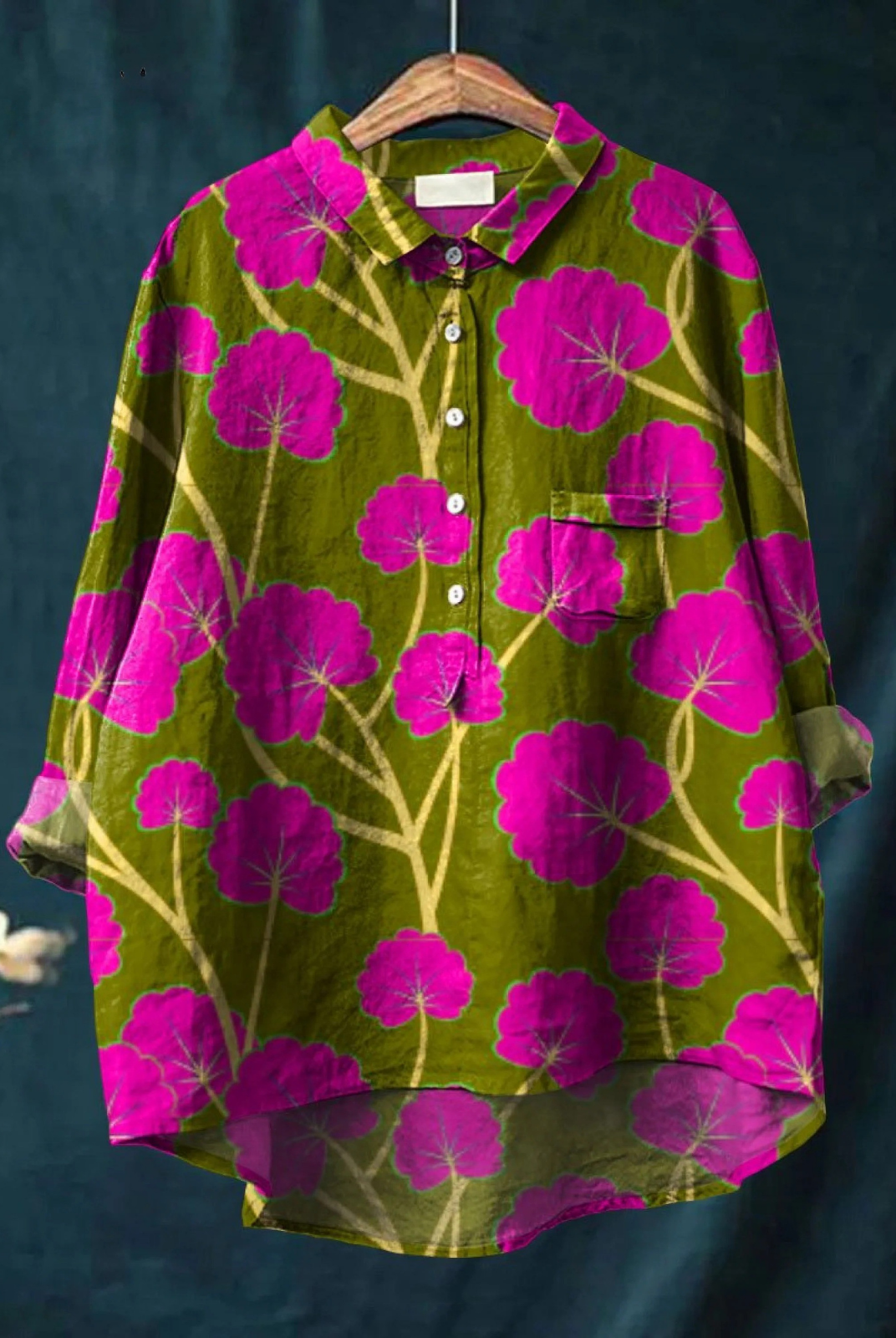 Lidia | Women's Vintage Flower Art Print Casual Shirt