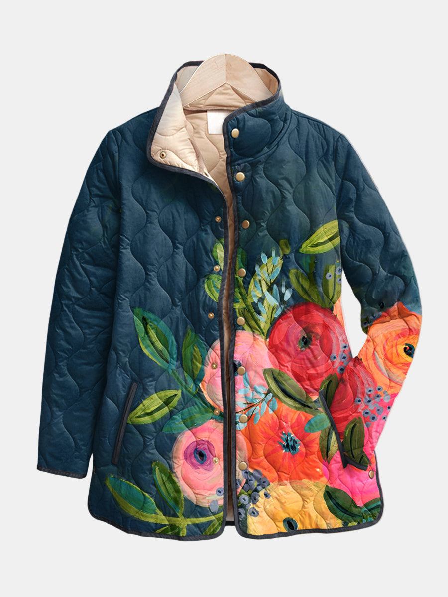 Lola | Vintage Floral Print Quilted Jacket