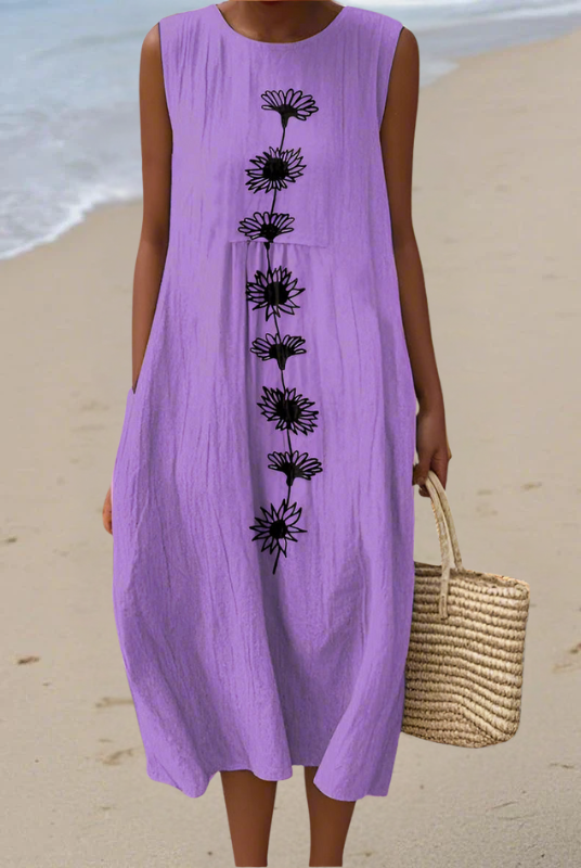 Fabiola | Violet Bloom Midi Dress