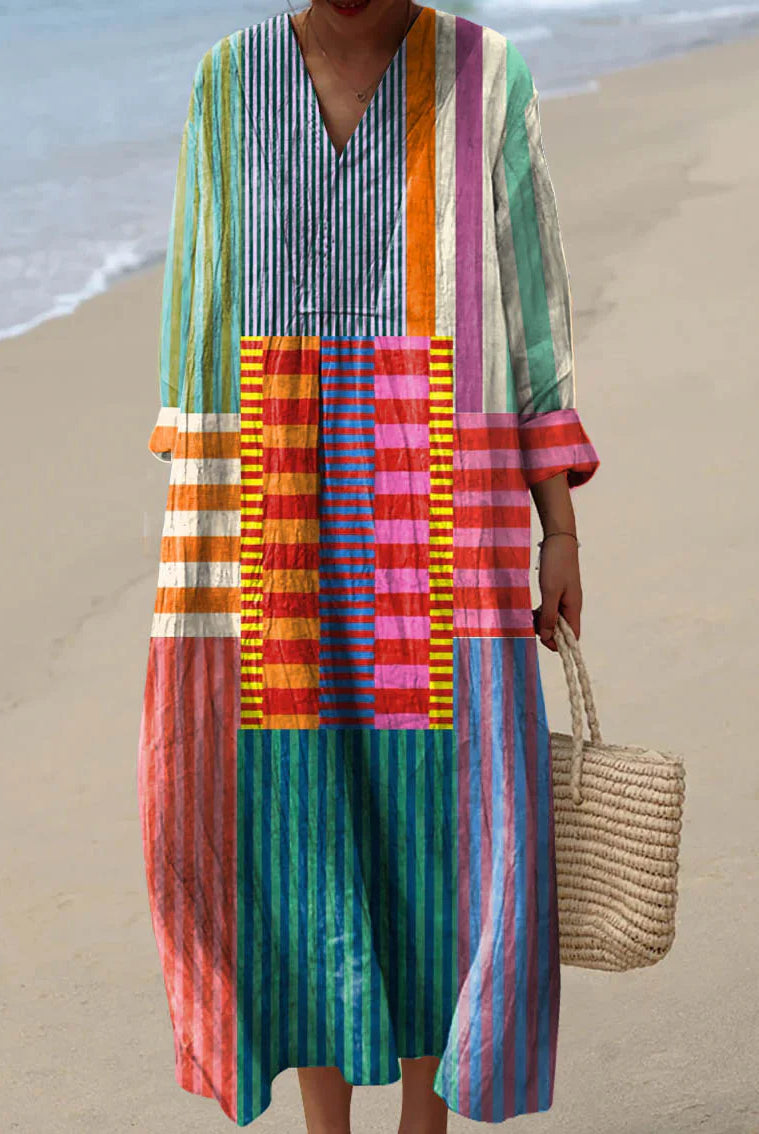 Carole | Multicolor Patchwork Maxi Dress