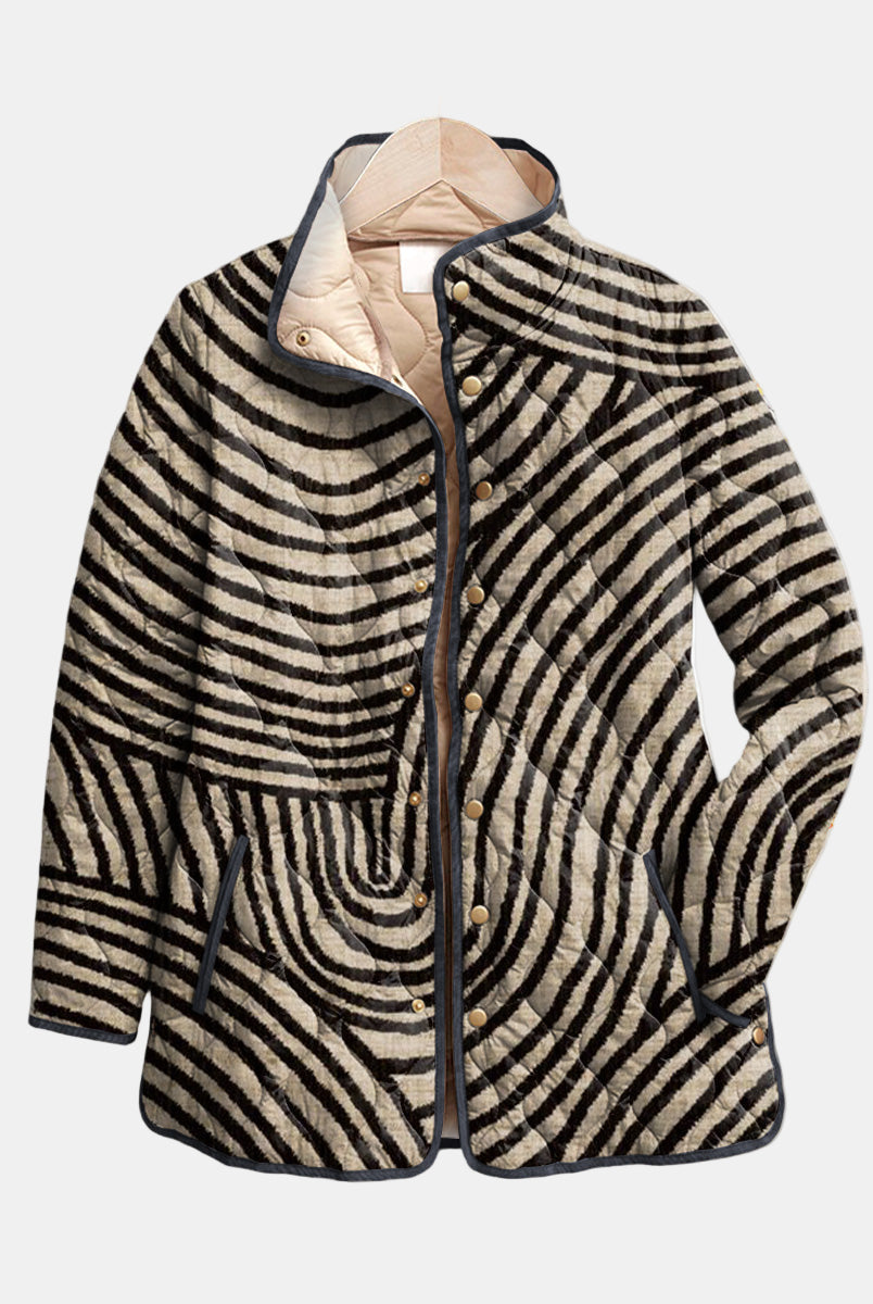 Sheena | Retro Hand-Drawn Circle Design Quilted Jacket