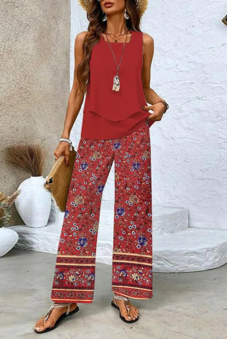Kenya | Sleeveless Top and Wide-Leg Pants Set