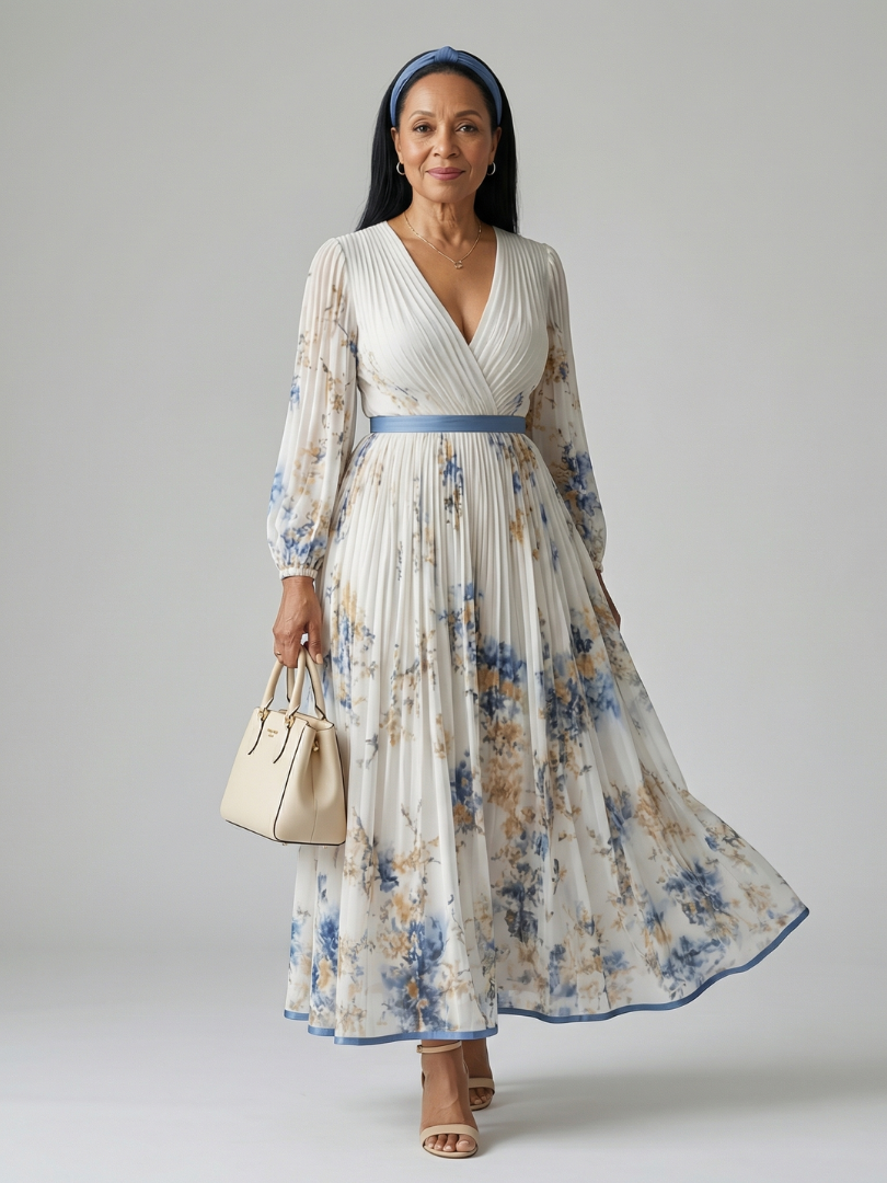 Stacey | Pleated Wrap Midi Dress