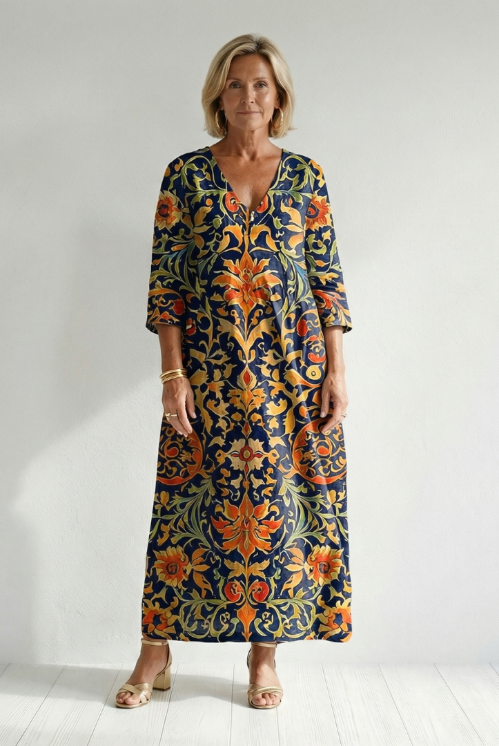 Alejandra | Clean Ornate Floral Midi Dress