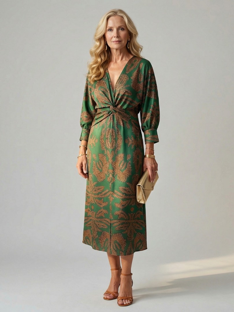 Alissa | Natural Wrap Midi Dress