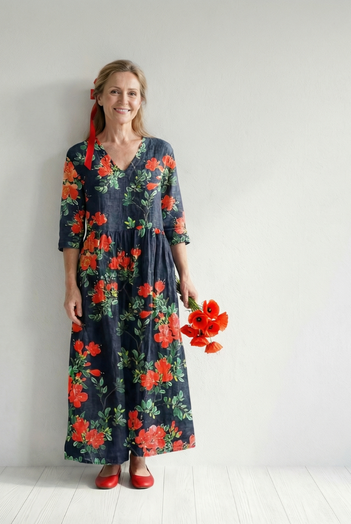 Shelley | Calm Drape Floral Midi Dress