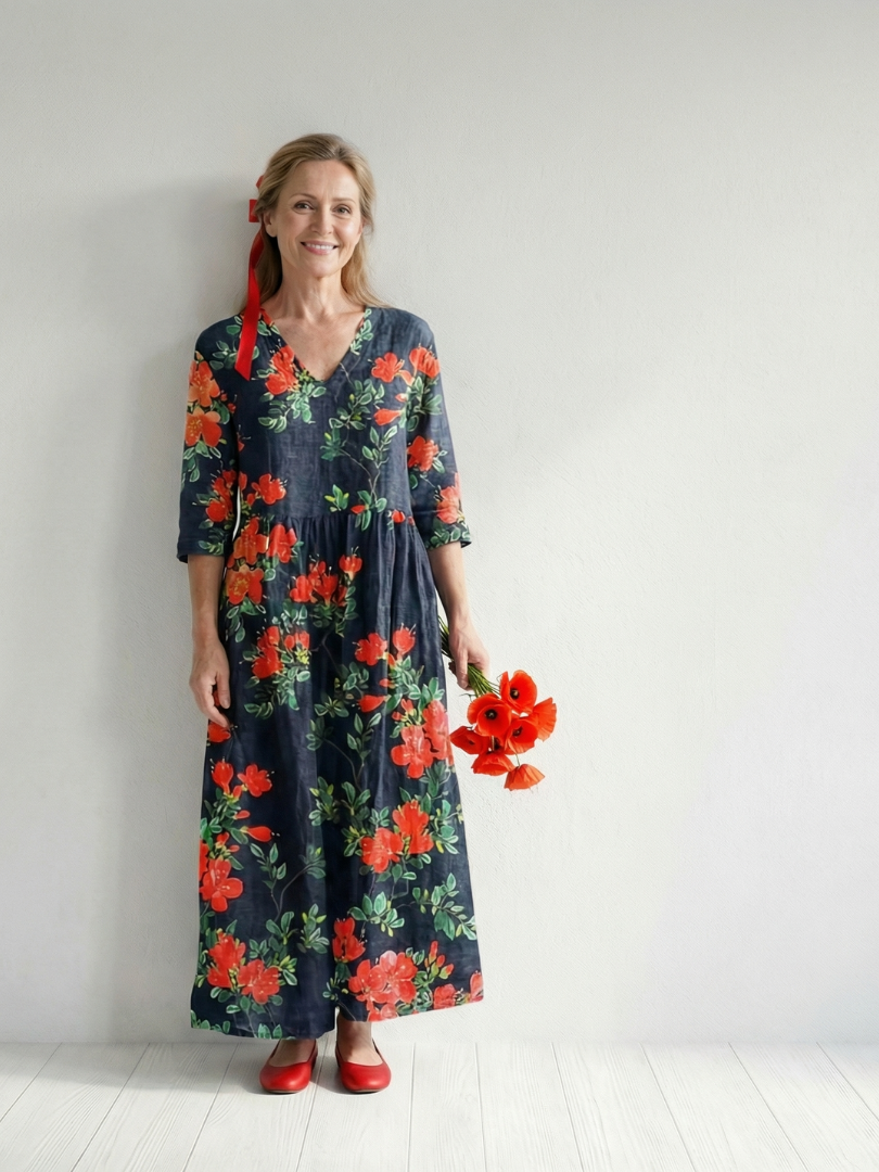 Shelley | Calm Drape Floral Midi Dress