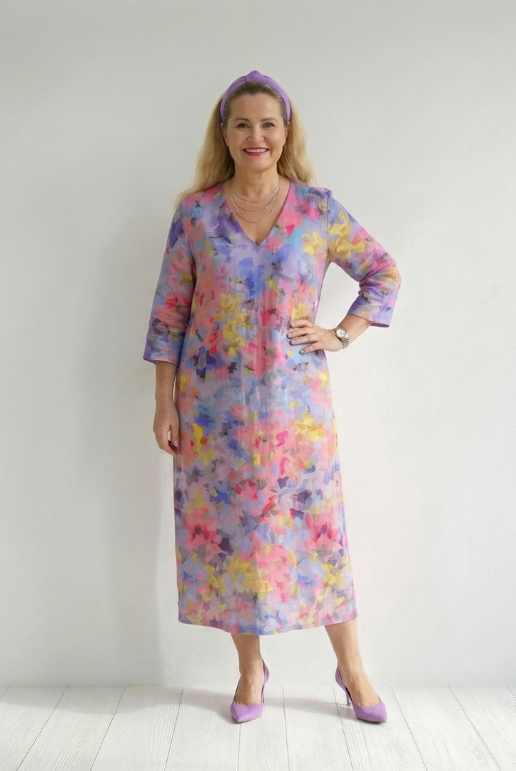 Lidia | Abstract Floral Midi Dress