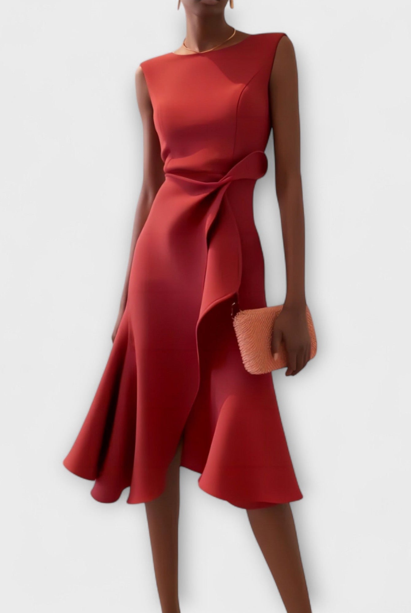 Kendra | Draped Asymmetric Midi Dress