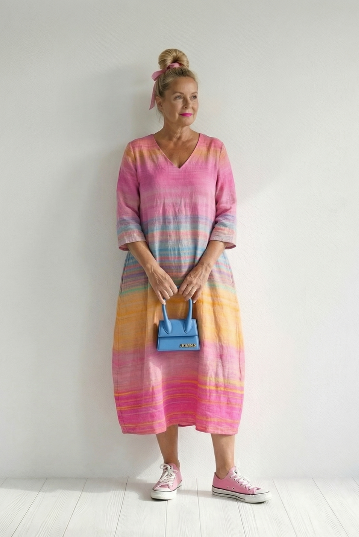 Maritza | Ease Gradient Stripe Midi Dress