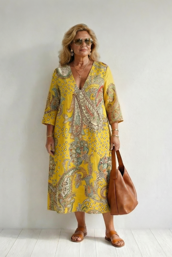 Ileana | Soft Paisley Midi Dress