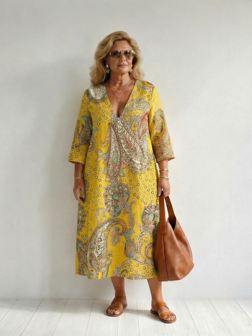 Ileana | Soft Paisley Midi Dress