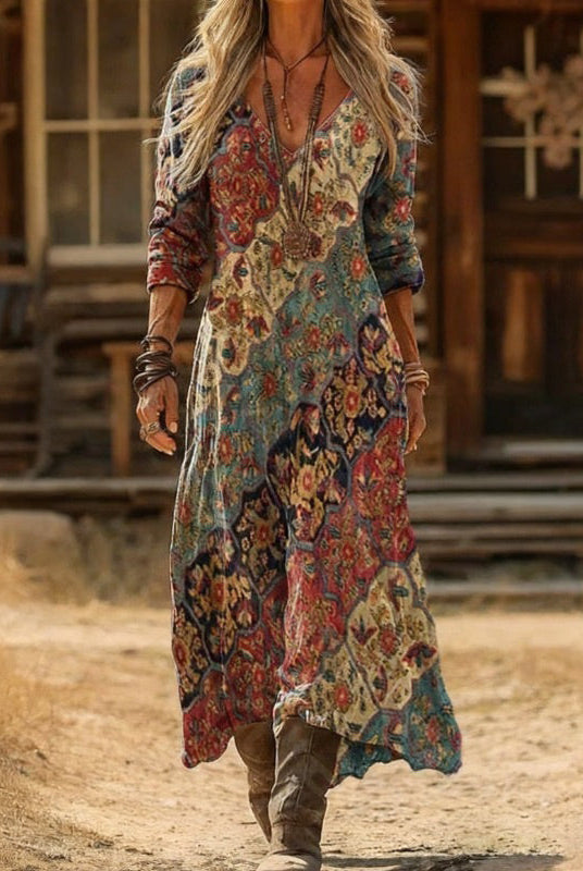 Lynda | Vintage-Inspired Long Sleeve Casual Dress