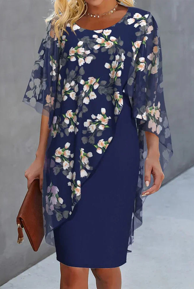 Nelly | Floral Cape Dress