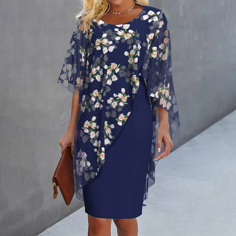 Nelly | Floral Cape Dress