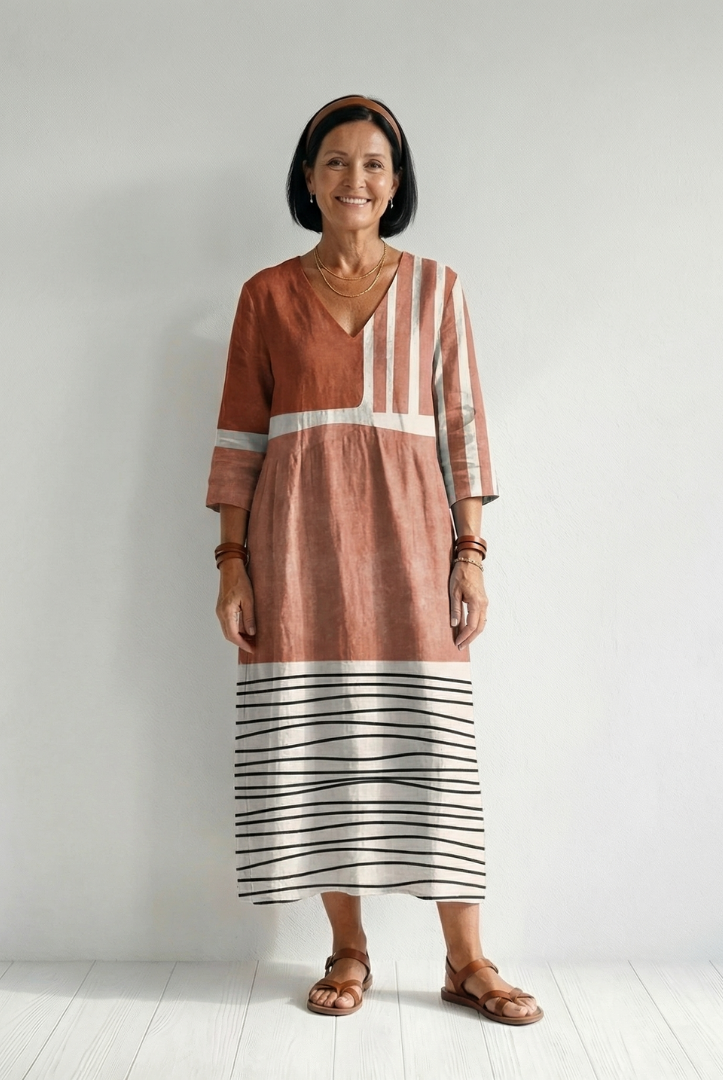 Rosalinda | Easy Mixed Stripe Midi Dress