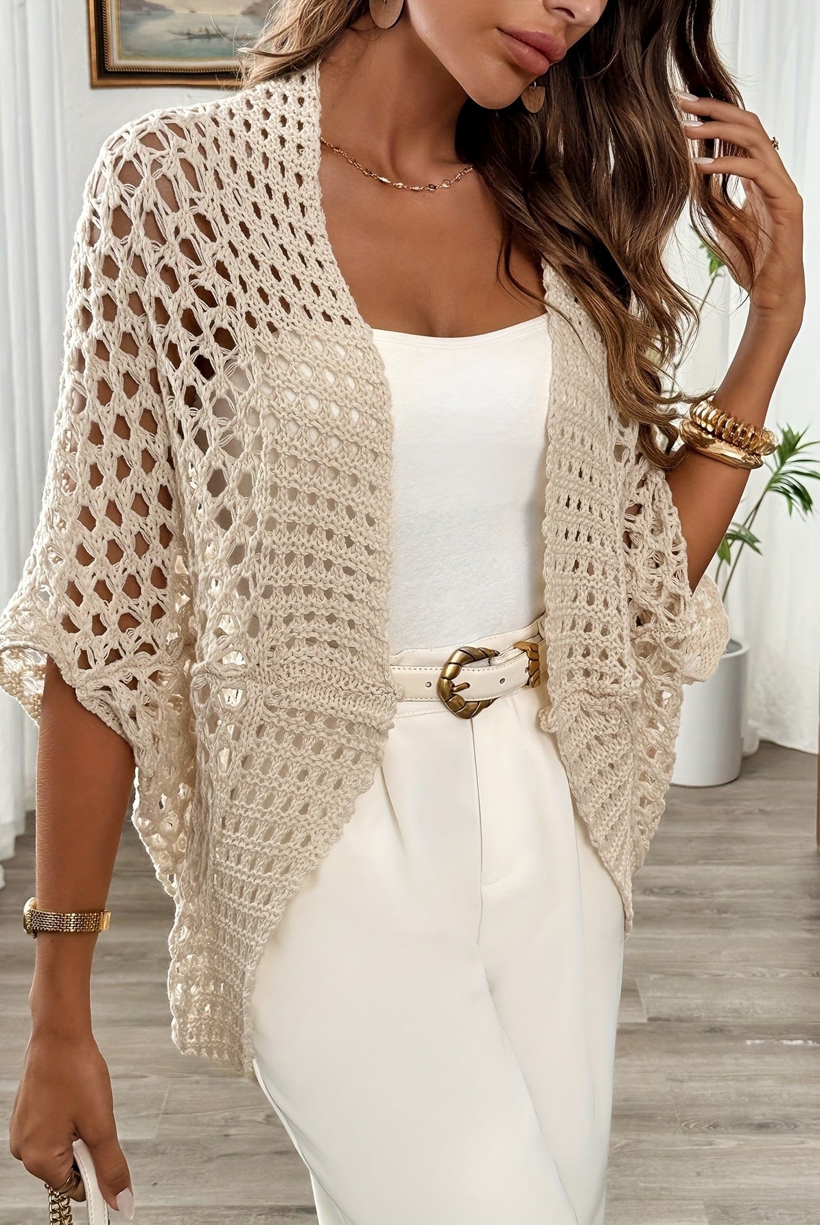 Yolanda | Open Knit Drape Cardigan