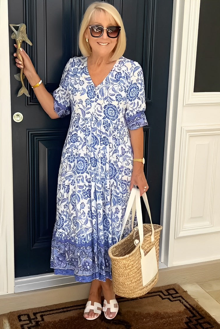Ebony | Graceful V-Neck Floral