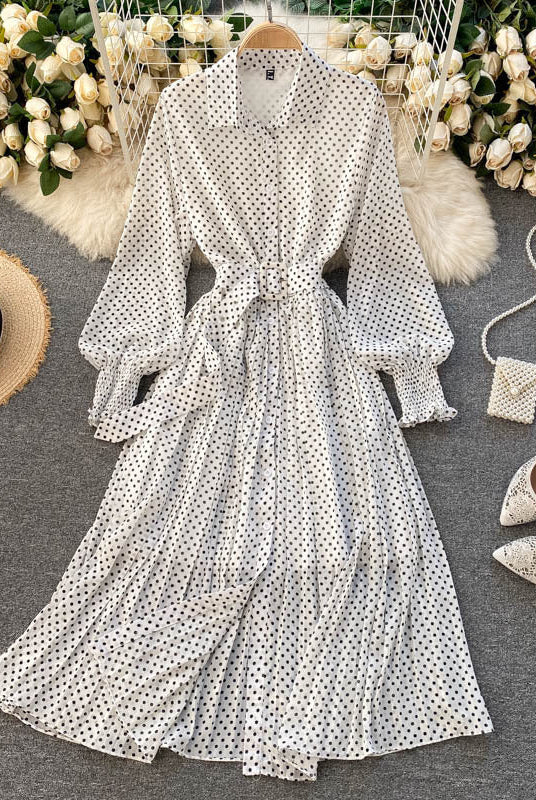 Mandy | Polka Dot Chiffon Pleated Dress