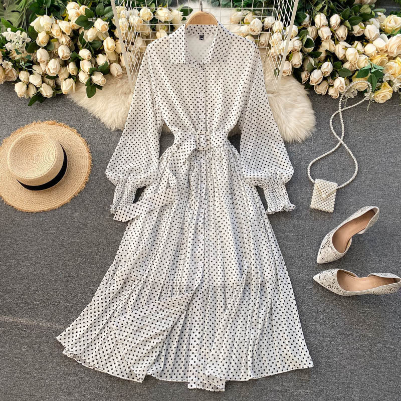 Mandy | Polka Dot Chiffon Pleated Dress