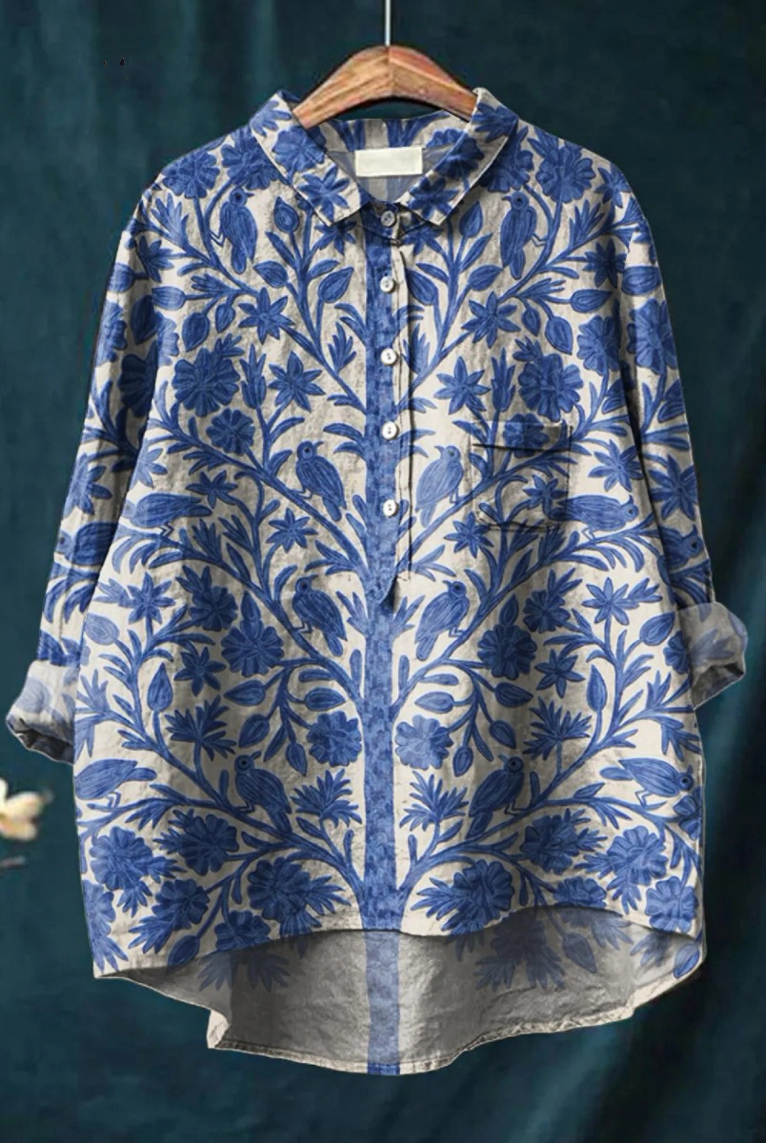 Kenya | Women's Indian Art Floral Vintage Print Casual Shirt
