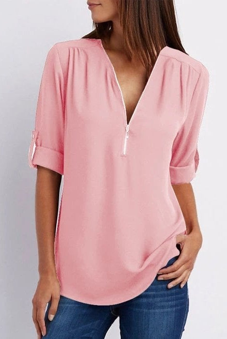 Mirna | Chic Zipper Blouse