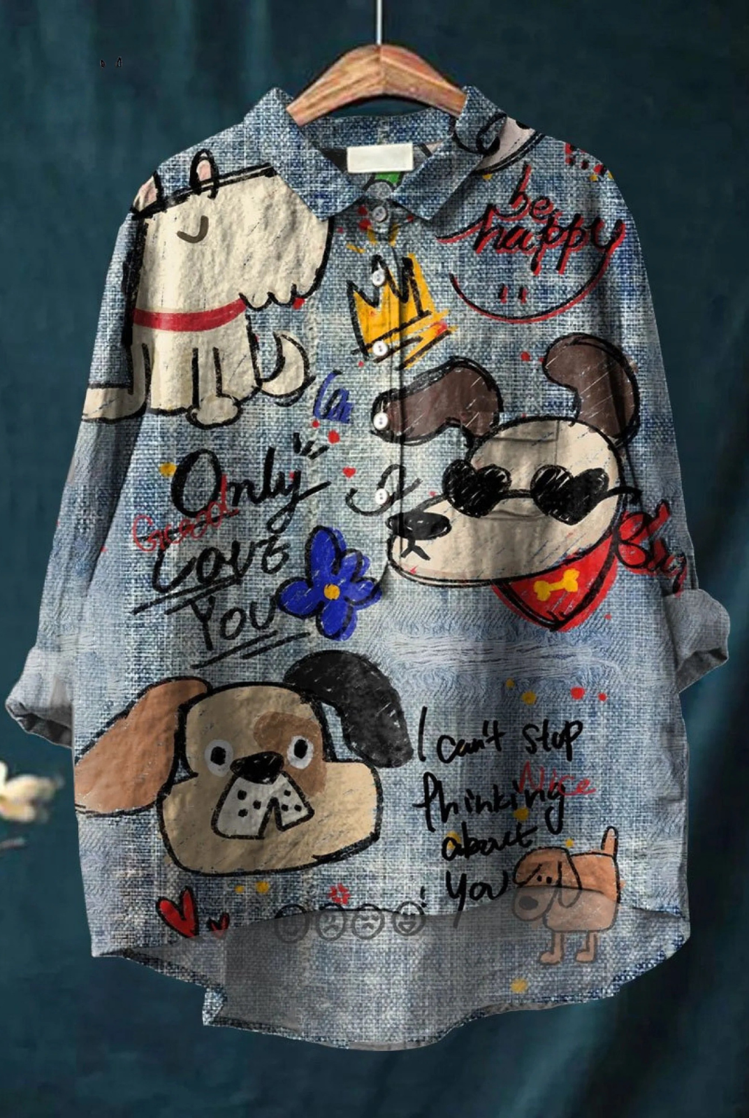 Olga | Cute Dog Art Print Casual Shirt