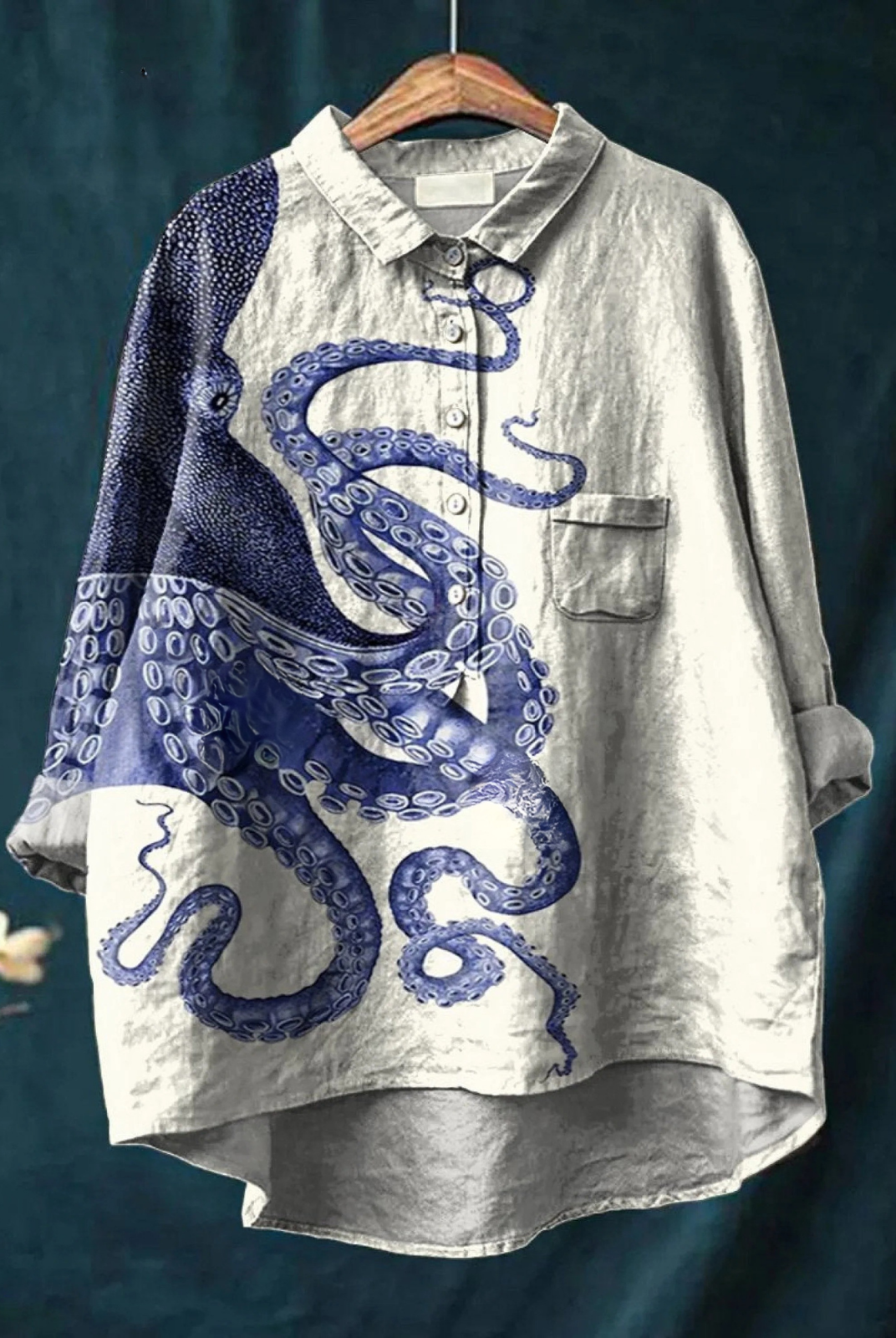 Pooja | Women's Deep Sea Octopus Tentacles Art Print Casual Shirt