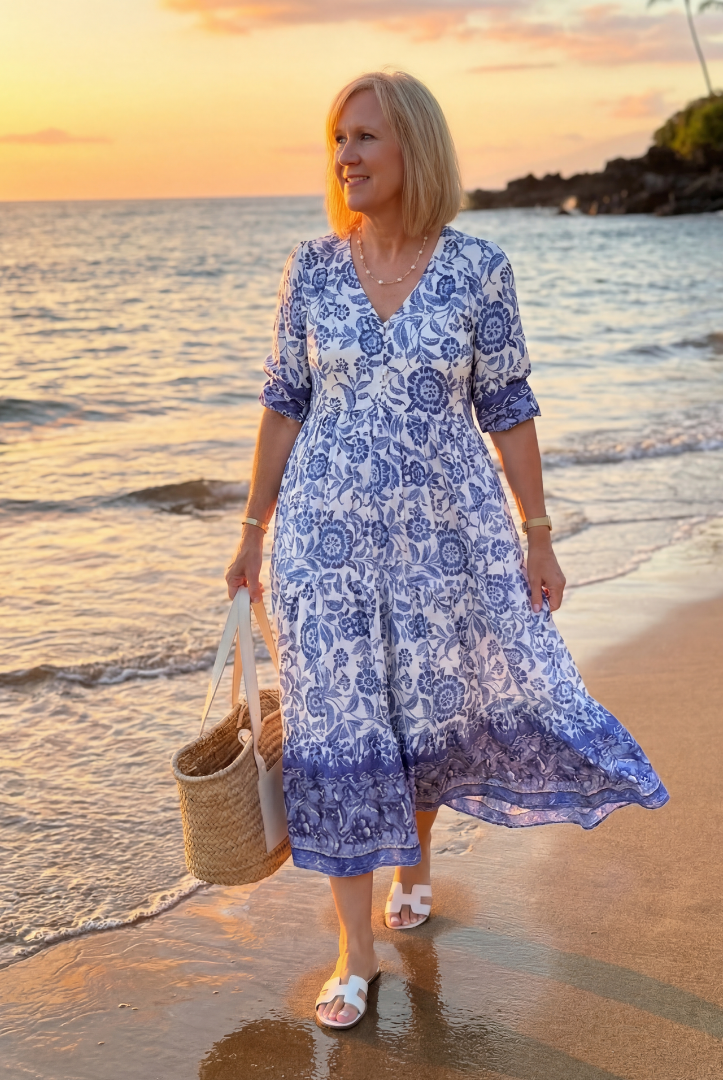 Alejandra | Porcelain Midi Dress