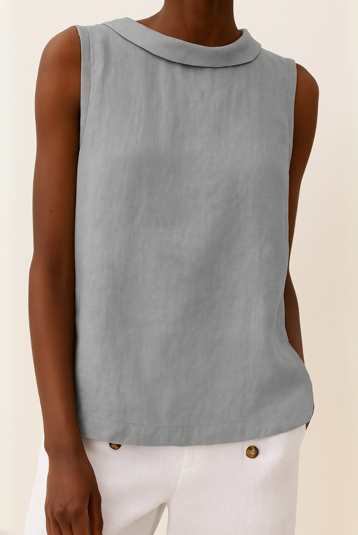 Barb | Sleeveless Roll Collar Top