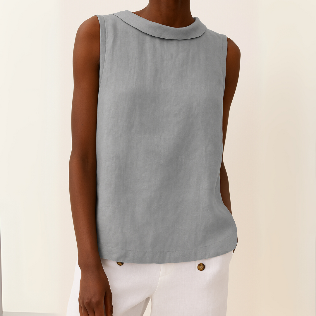 Barb | Sleeveless Roll Collar Top