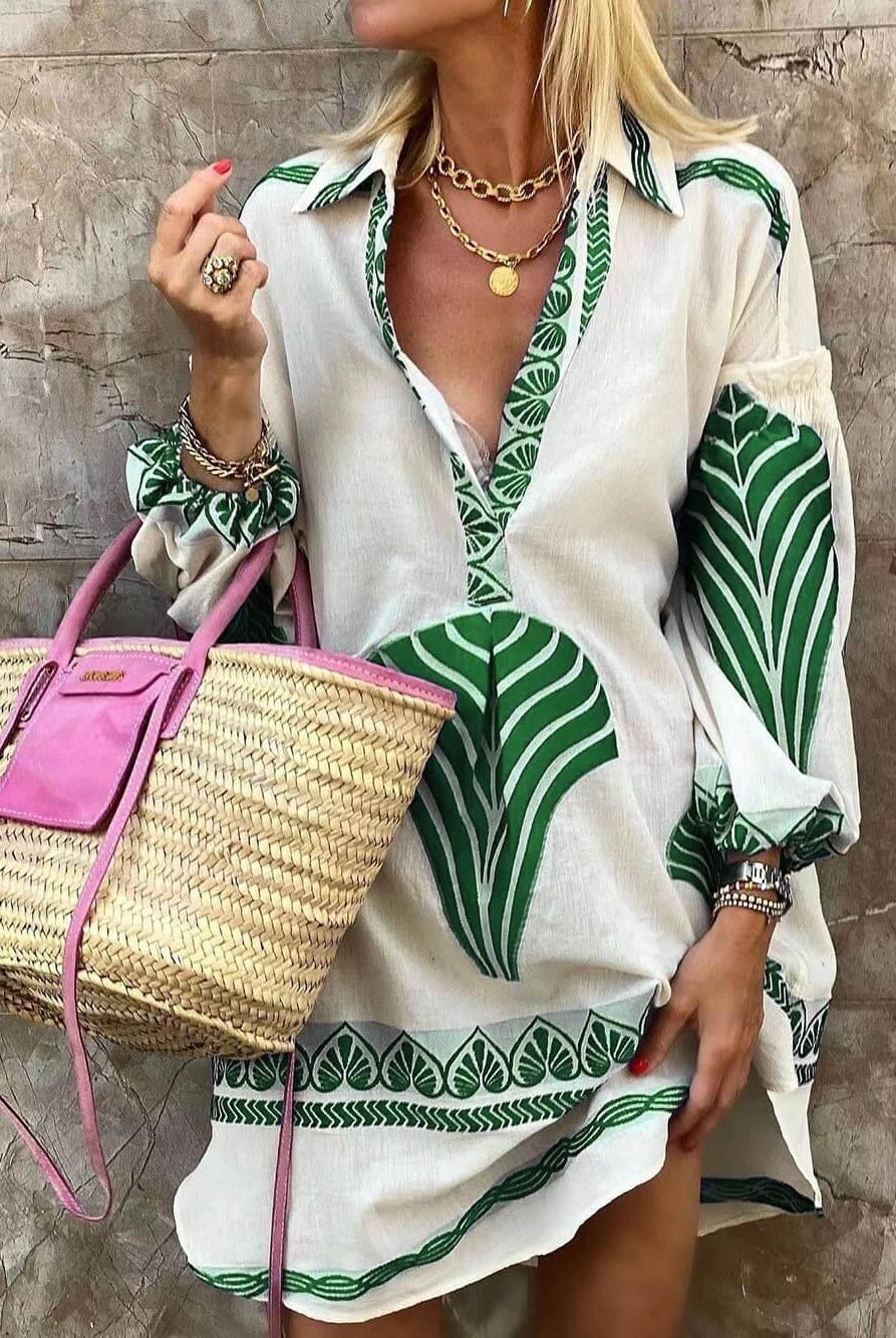 Allyson | Tropical Look Simple Unique Print Holiday Mini Dress