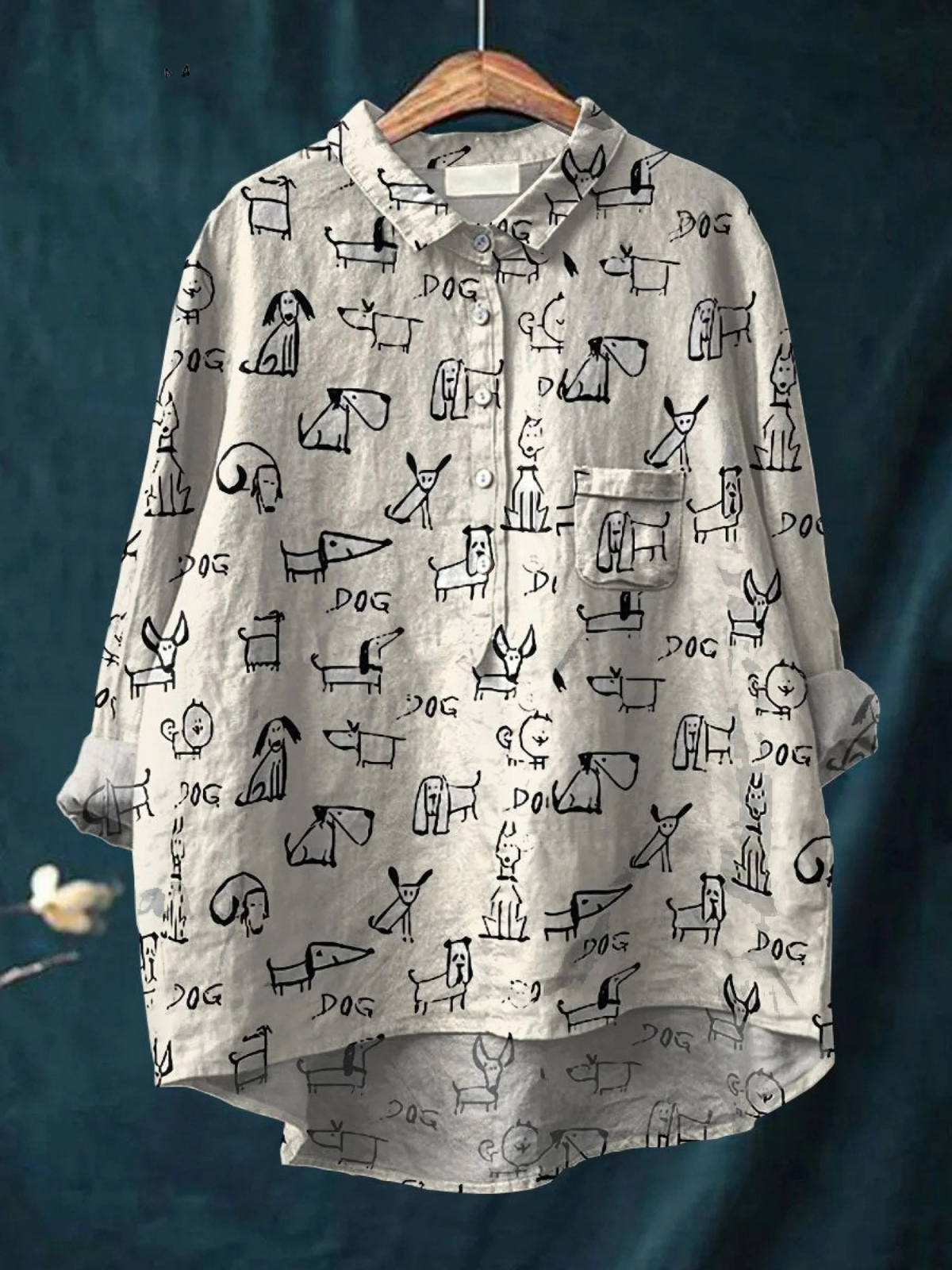 Santa | Women's Cute Dog Print Casual Shirt
