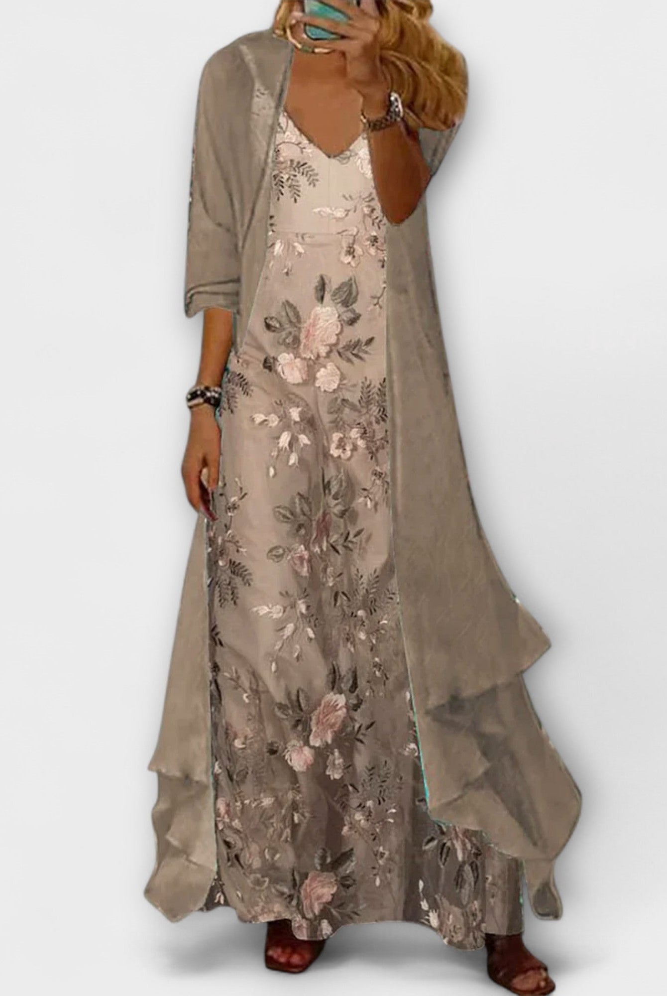 Johana | Elegant Maxi Dress Two-Piece Set