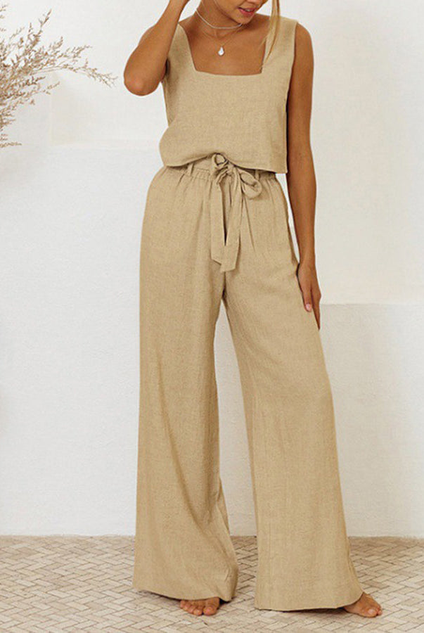 Erika | Minimalist Top Set and Wide Leg Pants