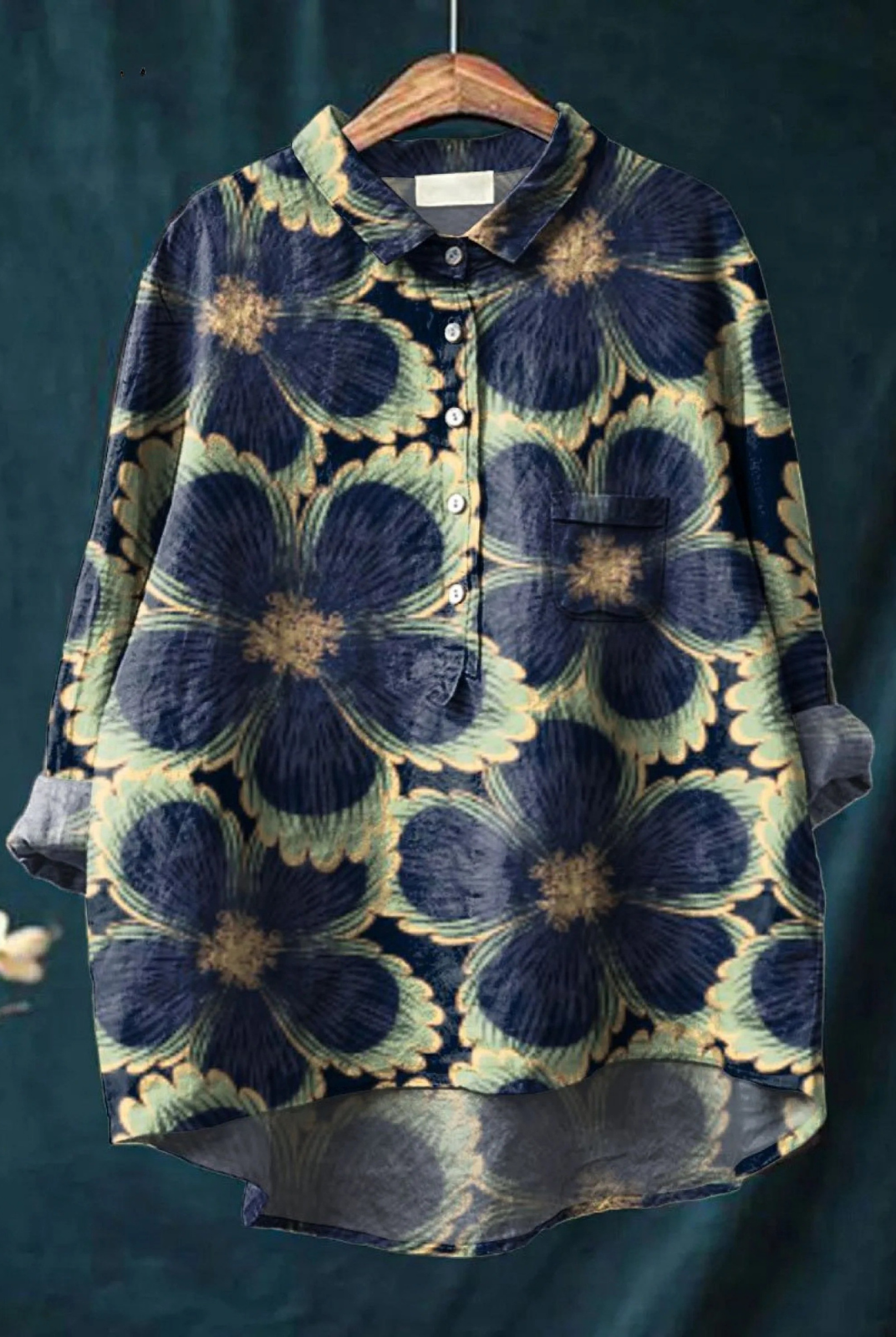 Iliana | Women's Vintage Floral Art Print Casual Shirt