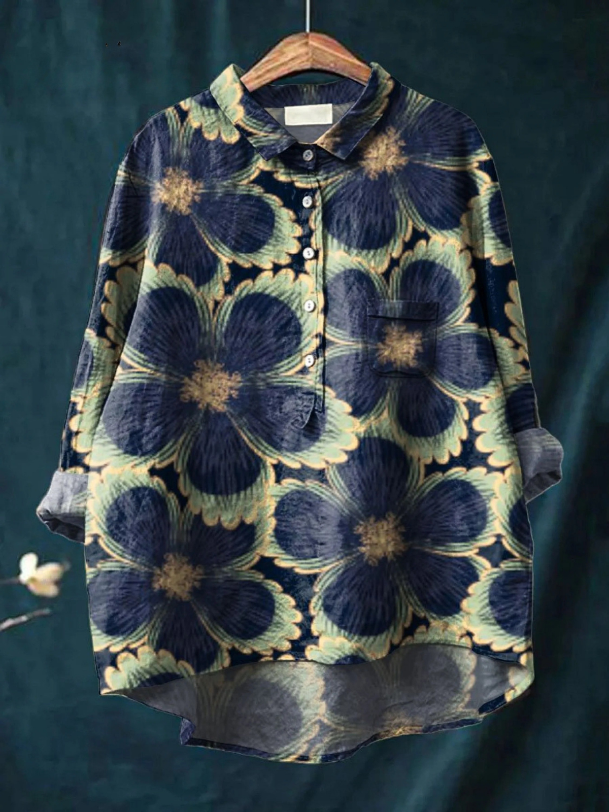 Iliana | Women's Vintage Floral Art Print Casual Shirt