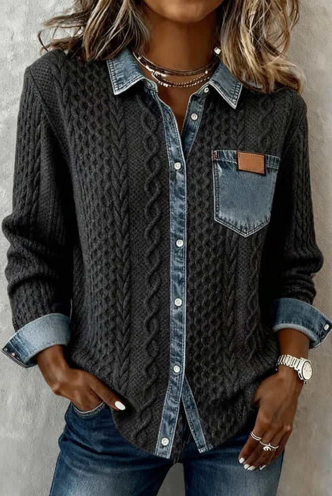 Susy | Shirt with Denim Patchwork