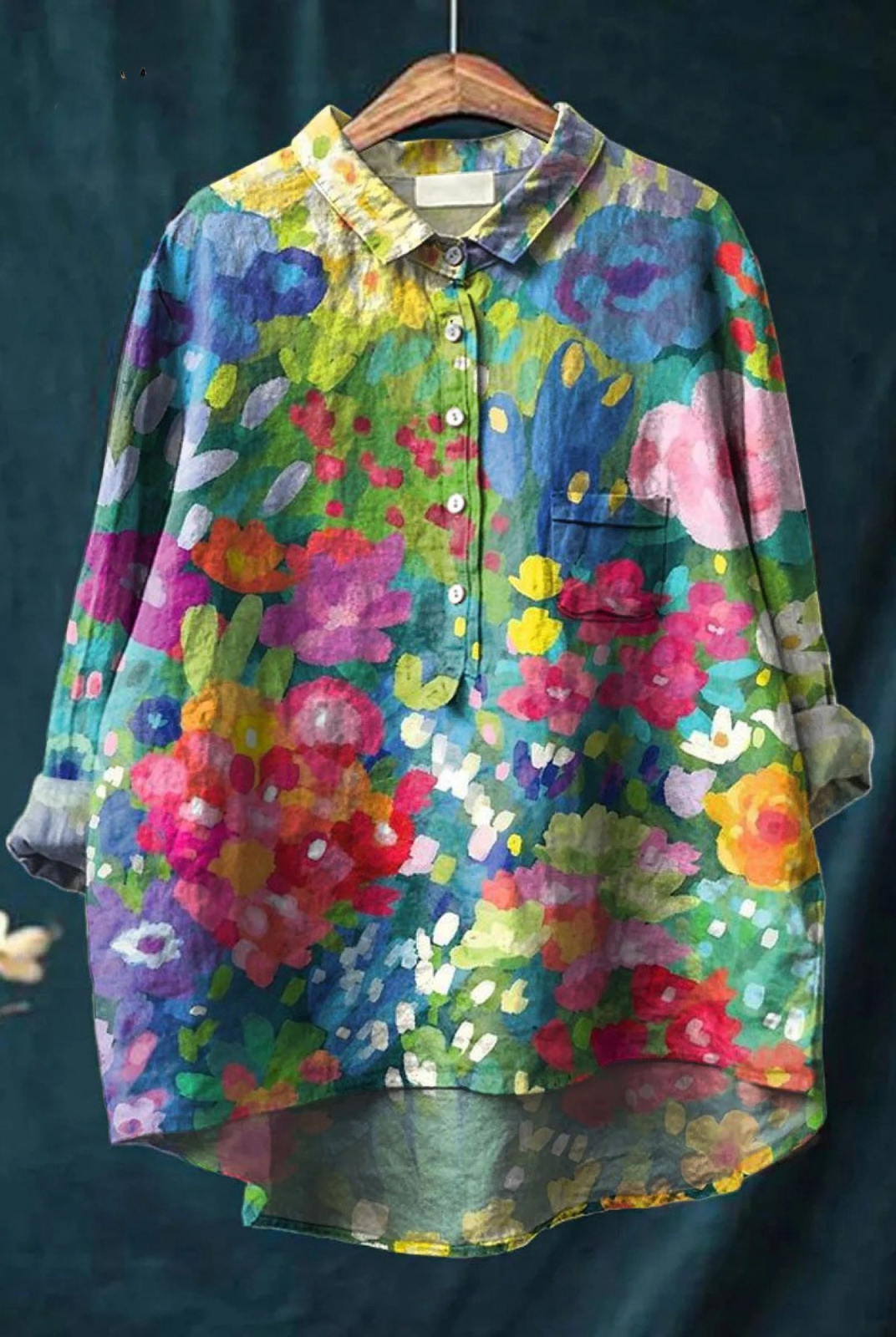 Roberta | Women's Vintage Lovely Floral Art Print Casual Shirt