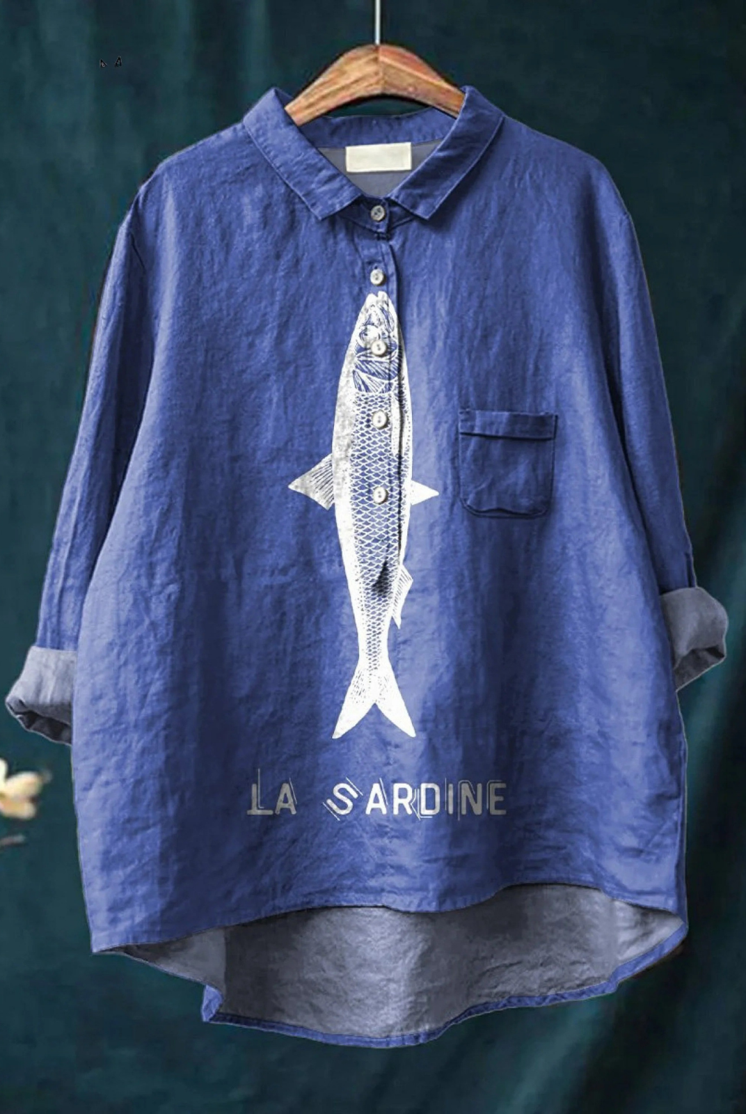 Lorna | Sardine Fish Graphic Printed Women's Casual Shirt