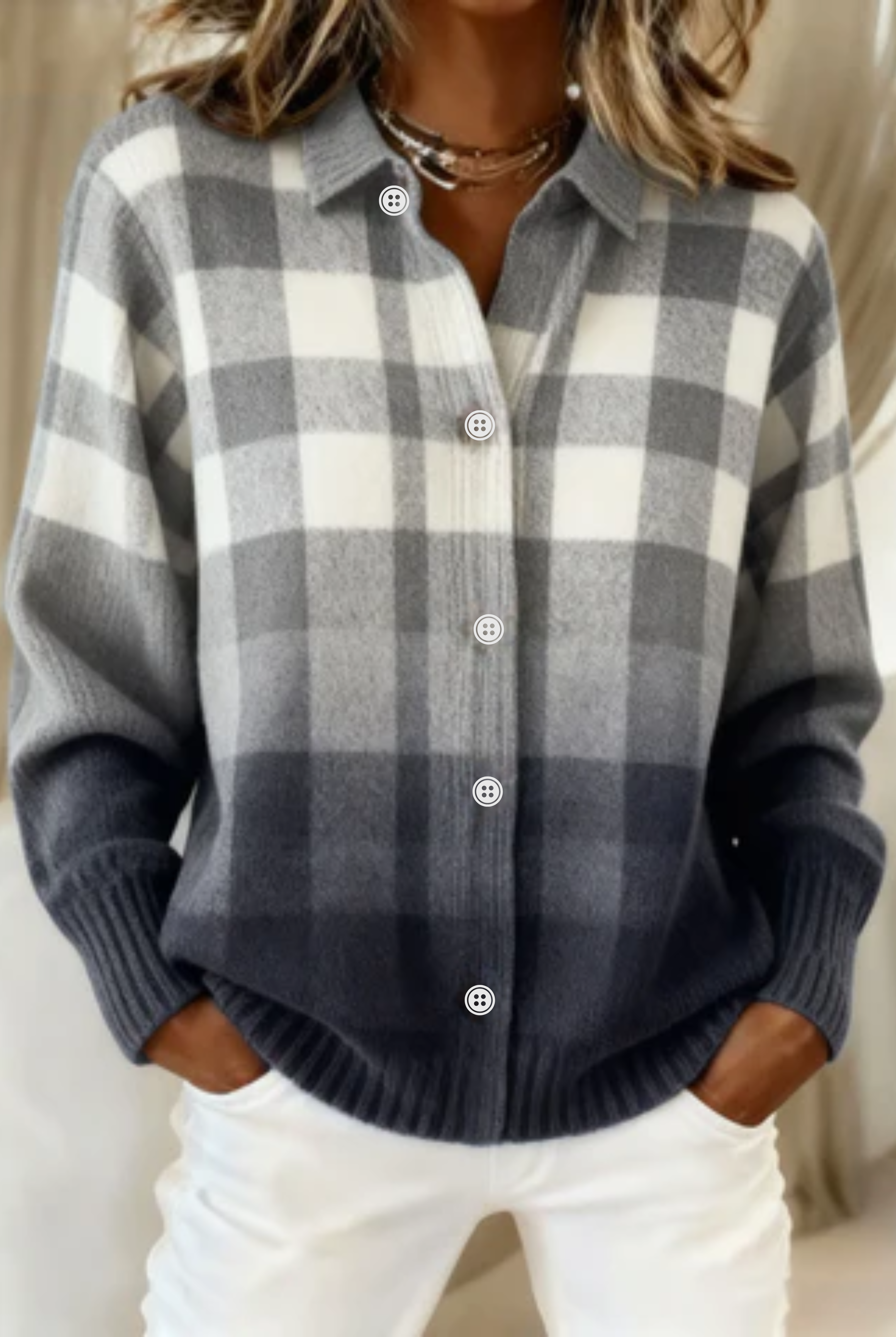 Aracely | Checked Hoodie Blouse