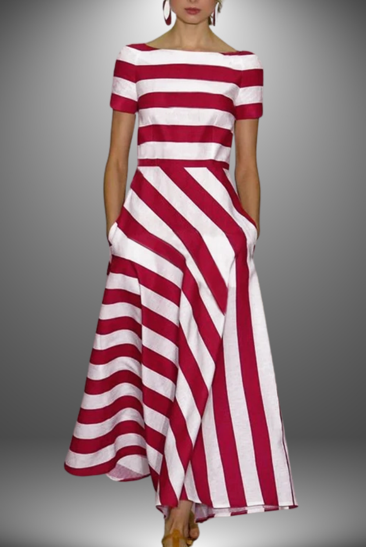 Katia | Striped a-Line Maxi Gown
