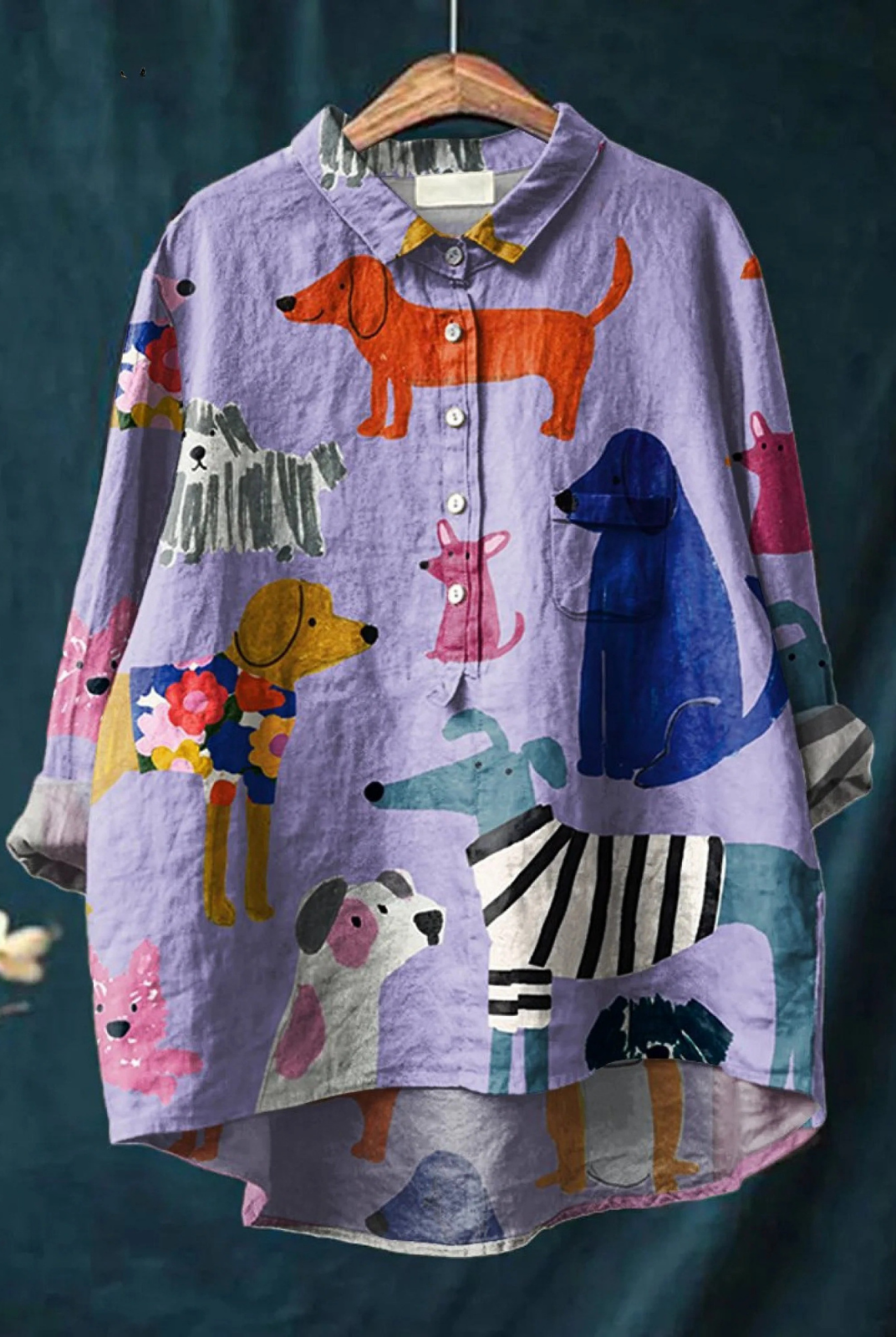 Jazmine | Women's Dog Art Print Casual Shirt