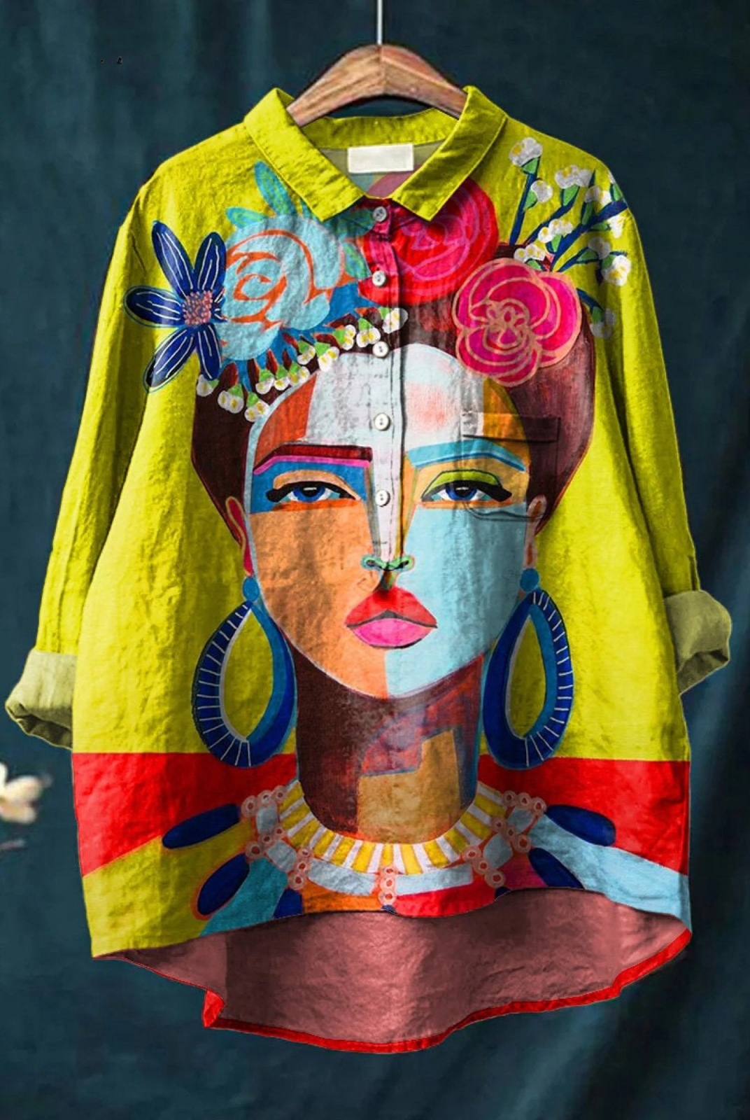 Lucia | Oil Freda Portrait Art Printed Women's Casual Shirt